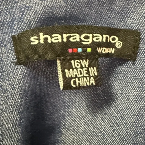 Sharagano SZ 16 W Blue Jean Dress W/Pockets - Picture 4 of 9